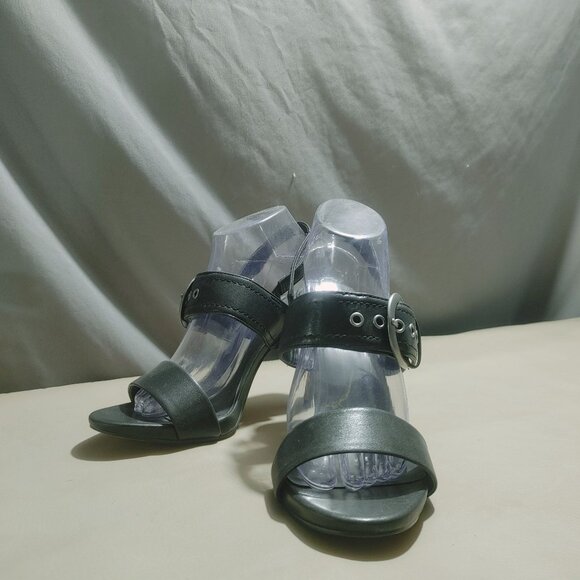 Black High Heel  Karl Lagerfeld Sandals Ankle Strap Slip On Open Toe Womens - Picture 2 of 8